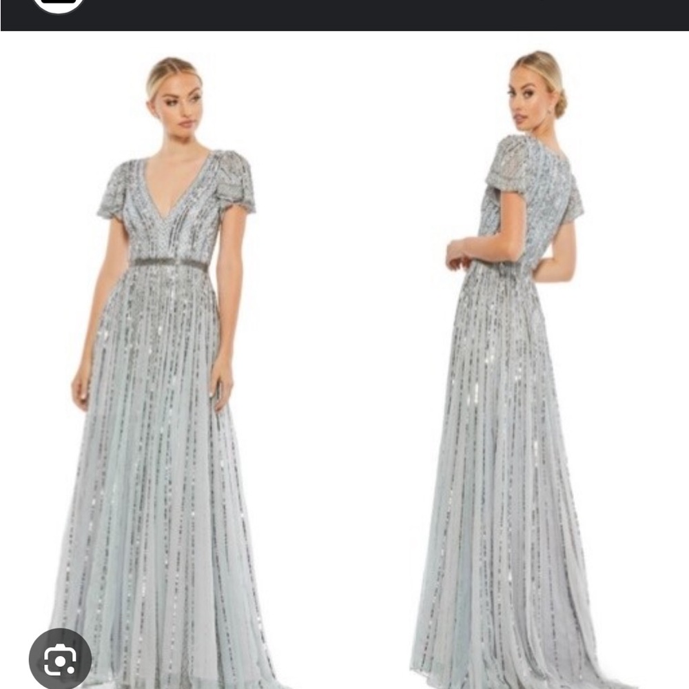 Mac Duggal Silver Asymmetrical sequenced silver/gold dress NWT mother of bride!